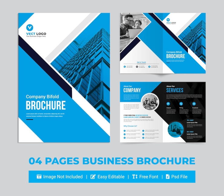 PSD plantilla de folleto comercial bifold