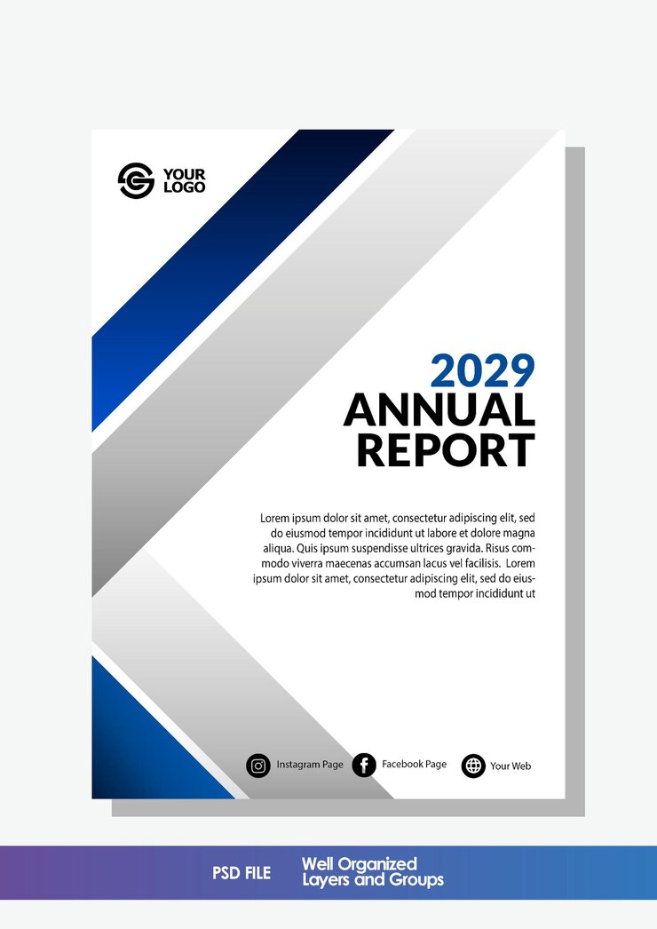 PSD plantilla de folleto empresarial de informe anual creativo azul