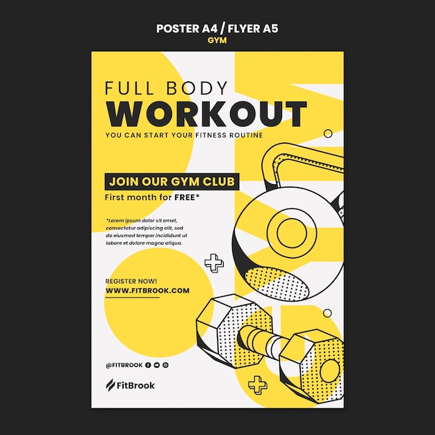 plantilla de folleto de entrenamiento en el gimnasio