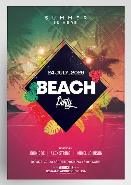 plantilla de folleto para eventos de playa de verano