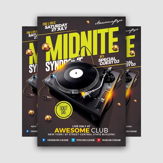 plantilla de folleto para la fiesta del club de música