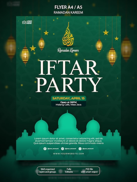 plantilla de folleto de la fiesta de Iftar de Ramadán