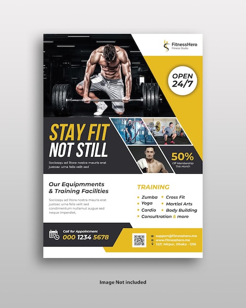 Plantilla de folleto para el gimnasio de entrenamiento