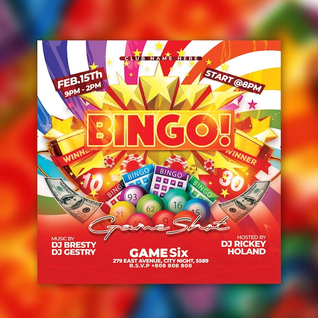 Plantilla de folleto de juego de bingo psd