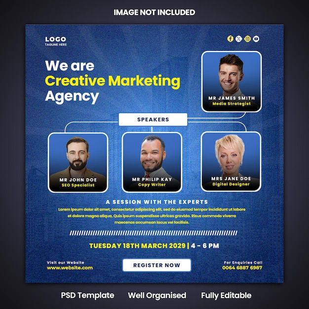 plantilla de folleto de marketing creativo en las redes sociales
