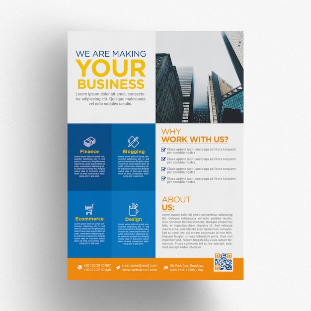 PSD plantilla de folleto de negocios azul