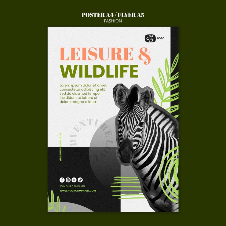 PSD plantilla de folleto de ocio y vida silvestre