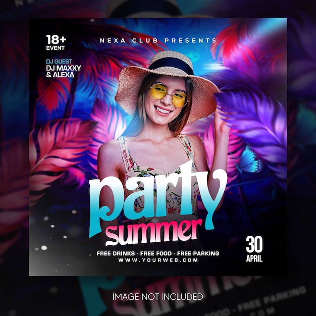 plantilla de folleto de redes sociales o banner web de la fiesta de verano del club DJ