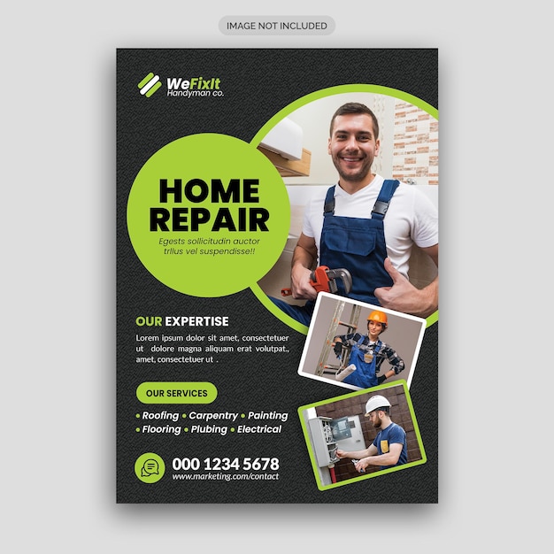 PSD plantilla de folleto de servicios de reparación en el hogar