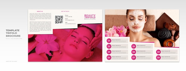 PSD plantilla de folleto tríptico de negocios de salón de belleza moderno creativo