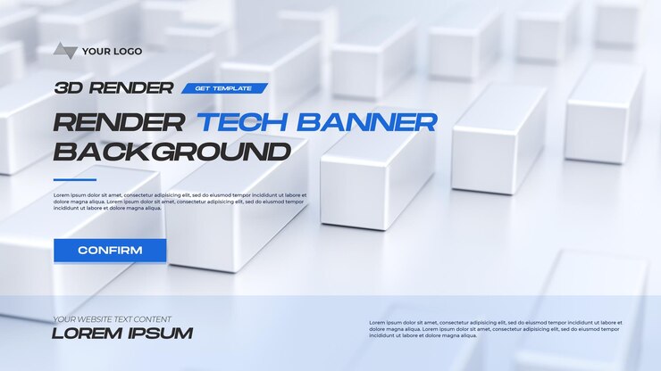PSD plantilla de fondo de banner de tecnología de renderización 3d