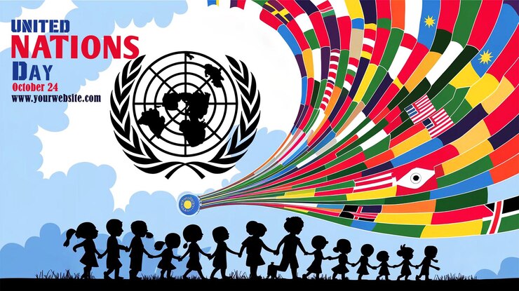 plantilla de fondo del día de las Naciones Unidas con paz y unidad mundiales