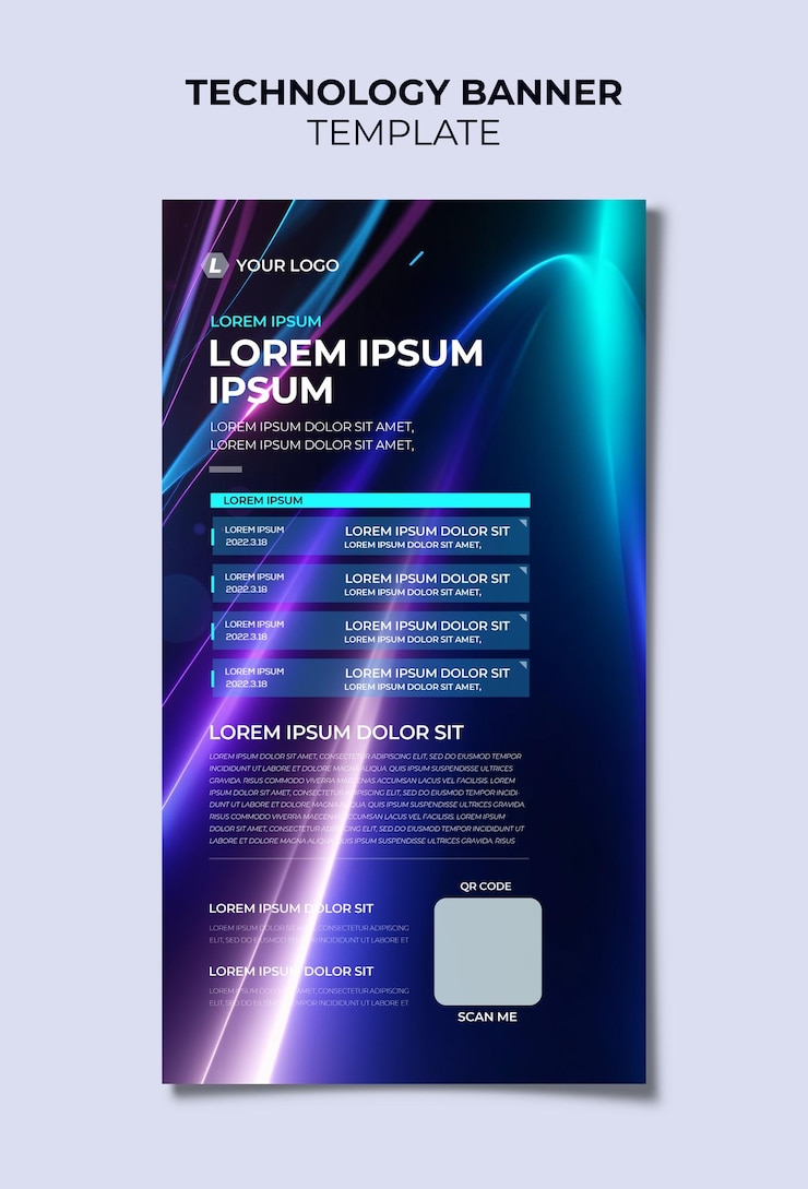 PSD plantilla de fondo de luz del cartel de tecnología