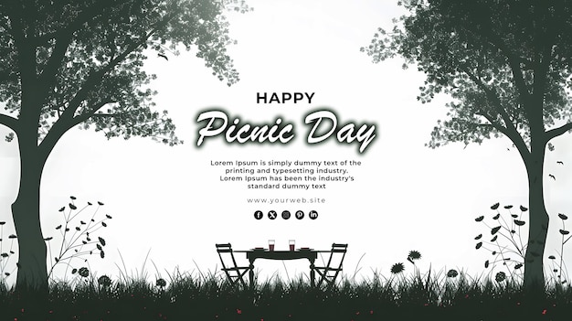 PSD plantilla de fondo de psd feliz celebración del día del picnic