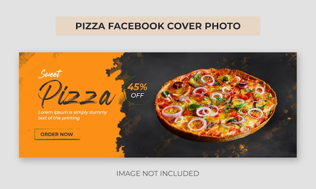 Plantilla de foto de portada de facebook de pizza de comida deliciosa banner web de alimentos