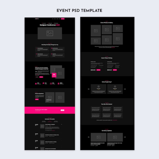 PSD plantilla de gestión de eventos