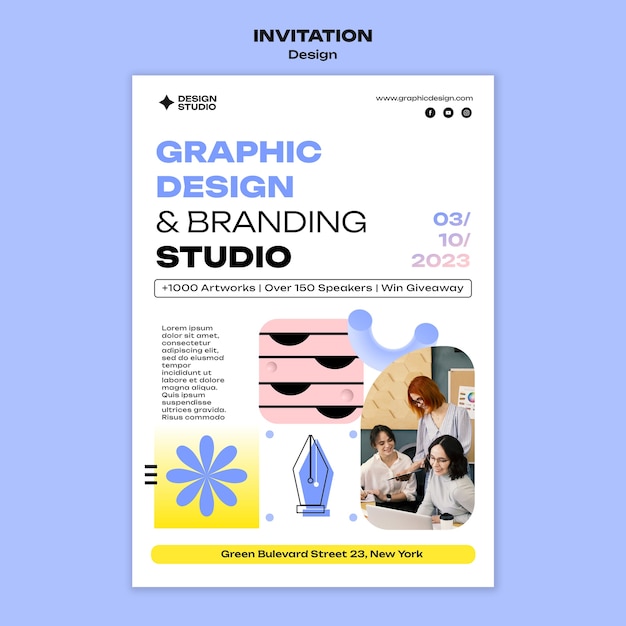 Plantilla gráfica de diseño plano