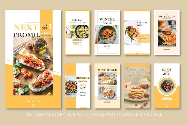 Plantilla gráfica de historias de Instagram de alimentos
