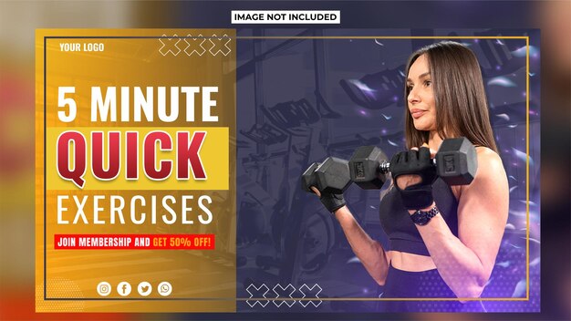 Plantilla gratuita de portada de YouTube para gimnasio y fitness