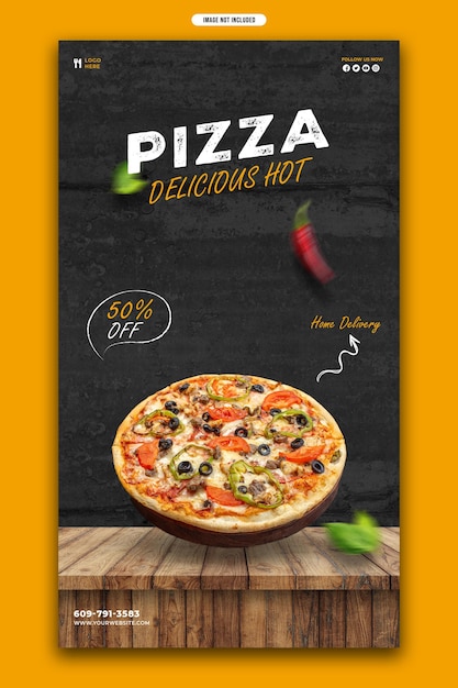 Plantilla de historia de facebook e instagram de pizza psd