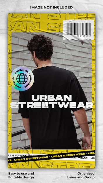 PSD plantilla de historia de instagram de banner de streetwear de moda urbana