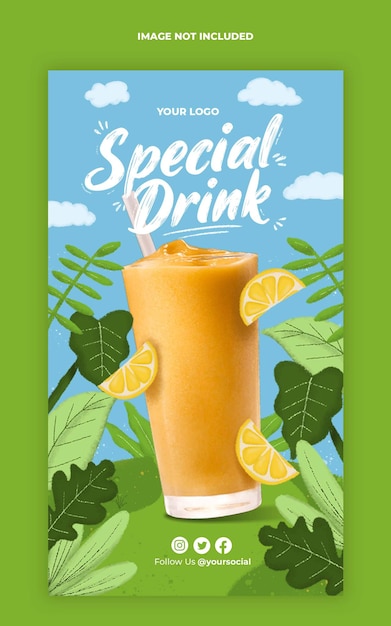 Plantilla de historia de instagram de bebida especial