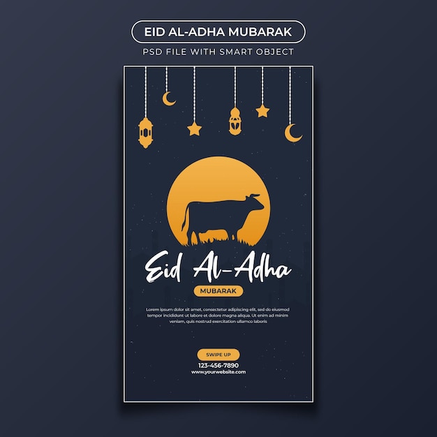 Plantilla de historia de instagram de celebración de eid al adha