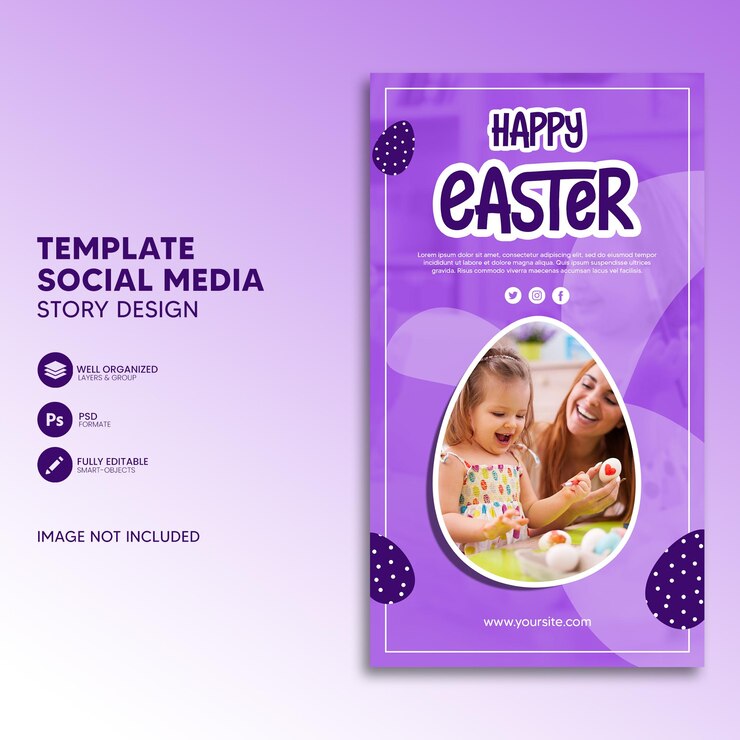 Plantilla de historia de instagram para celebración de pascua