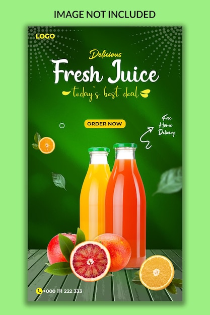 PSD plantilla de historia de instagram de delicioso jugo fresco