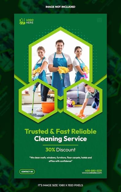 PSD plantilla de historia de instagram de facebook de servicio de limpieza