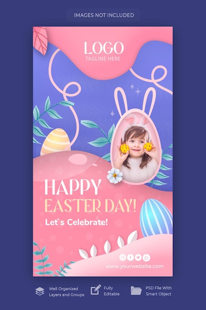 Plantilla de historia de instagram del festival del día de pascua