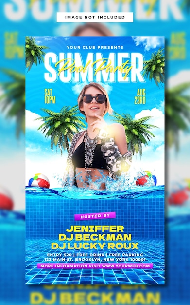 PSD plantilla de historia de instagram de fiesta en la piscina de verano