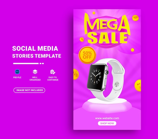 Plantilla de historia de instagram de mega venta