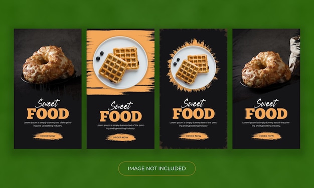 Plantilla de historia de instagram de panadería de comida de pan delicioso paquete de historias de instagram de comida