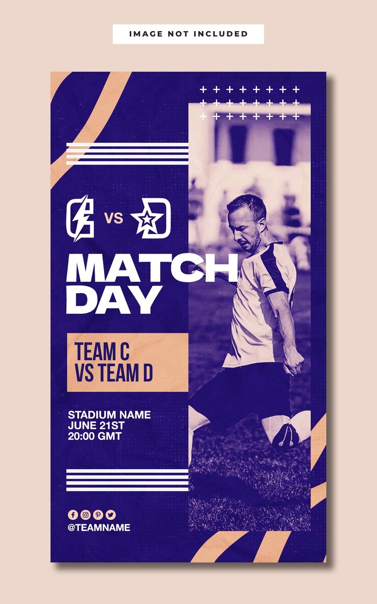 Plantilla de historia de instagram de redes sociales de fútbol de día de partido