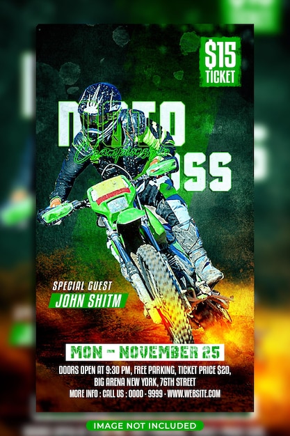 PSD plantilla de historia de instagram de redes sociales de motocross