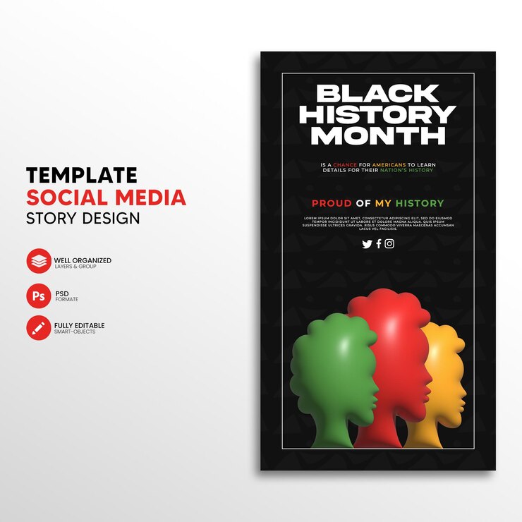 Plantilla de historia del mes de la historia negra