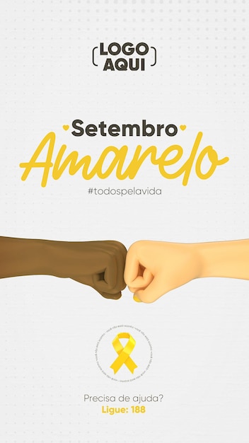 PSD plantilla de historia de redes sociales de setembro amarelo