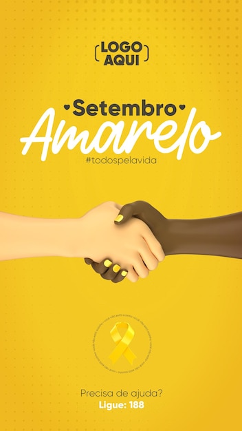 PSD plantilla de historia de redes sociales de setembro amarelo