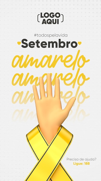 PSD plantilla de historia de redes sociales de setembro amarelo