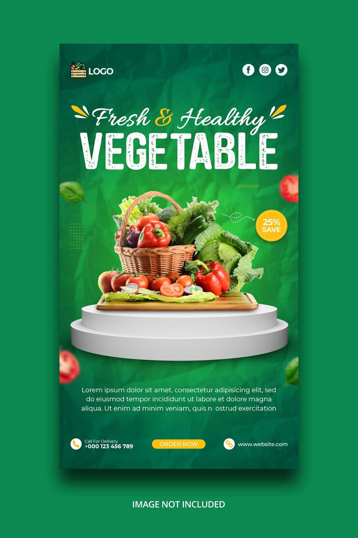 Plantilla de historia de redes sociales de vegetales frescos y saludables