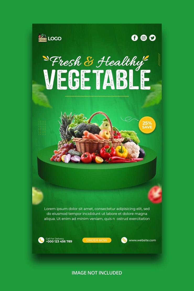 Plantilla de historia de redes sociales de vegetales frescos y saludables