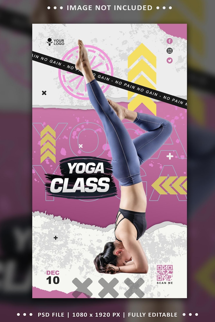 PSD plantilla de historia de redes sociales para volante de clase de yoga