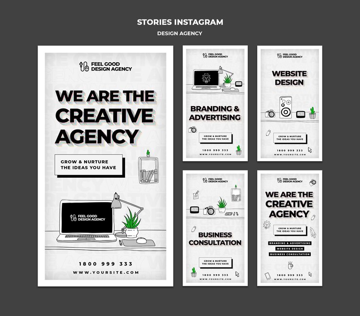 PSD plantilla de historias de instagram de agencia de diseño