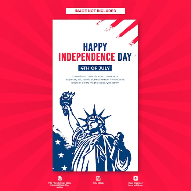 plantilla de historias de Instagram antecedentes de la celebración del día de la independencia de los Estados Unidos