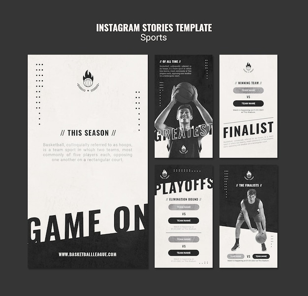 Plantilla de historias de instagram de anuncios de baloncesto