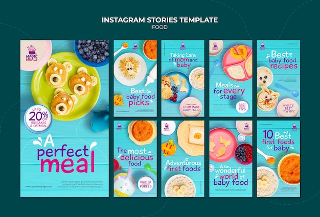 Plantilla de historias de instagram de comida para bebés