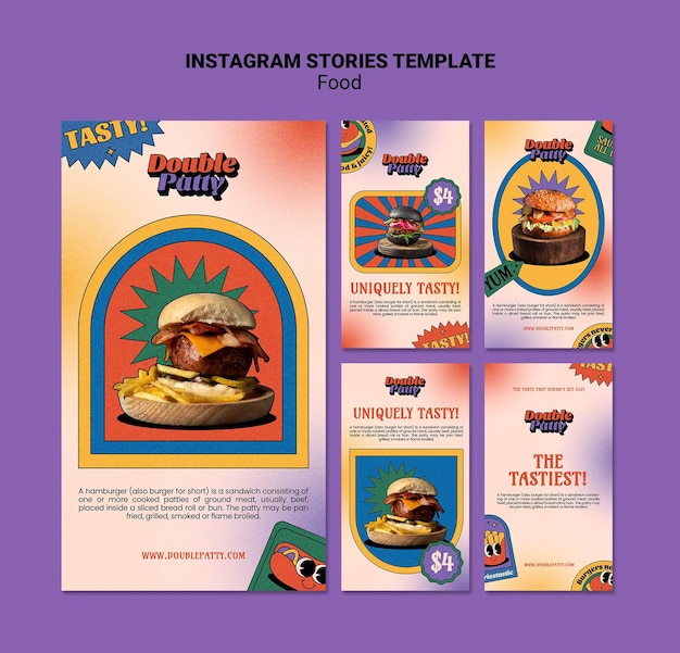 Plantilla de historias de instagram de comida deliciosa