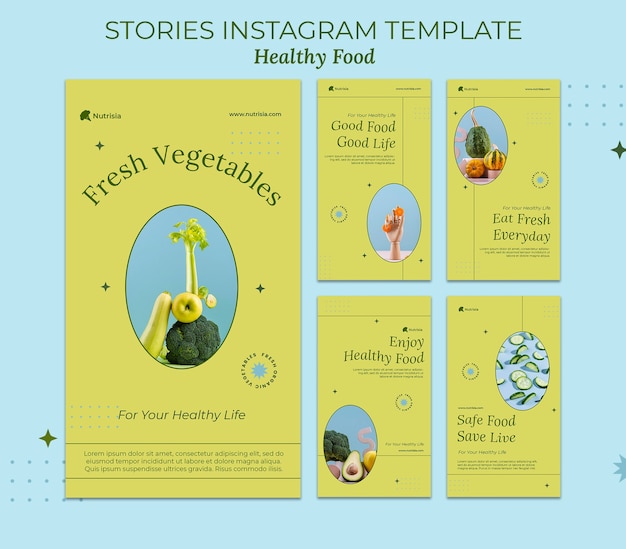 PSD plantilla de historias de instagram de comida saludable