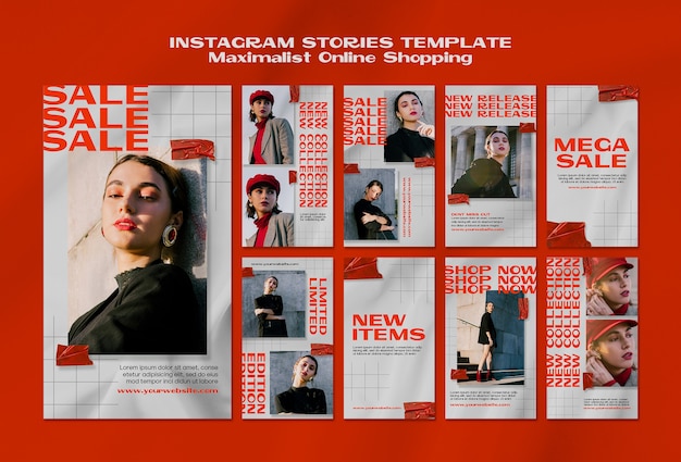 Plantilla de historias de instagram de compras en línea maximalista